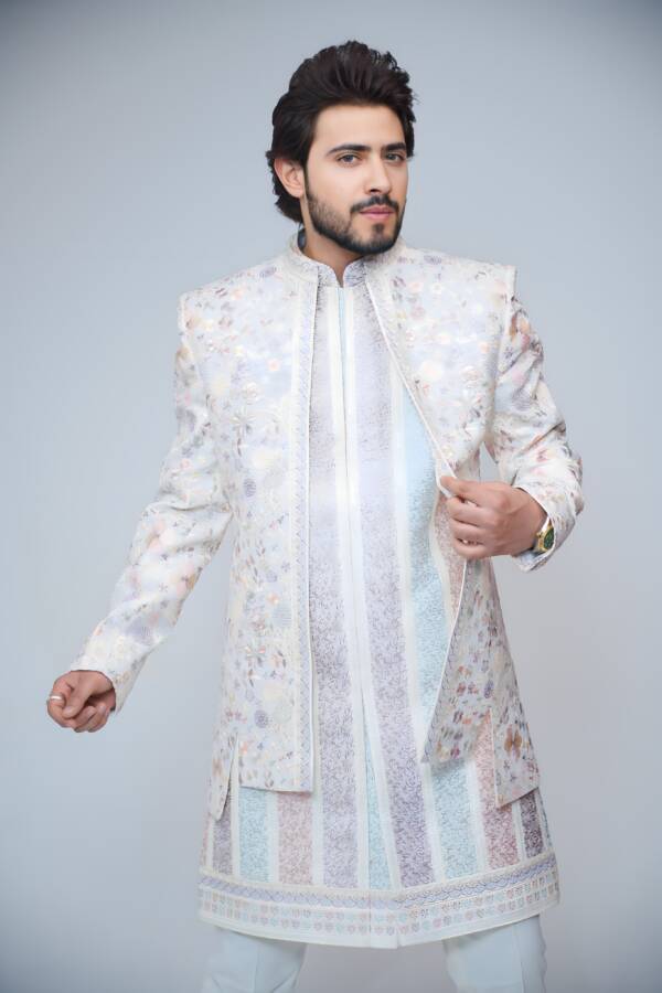 White Classic Indo-western Suit - Image 4