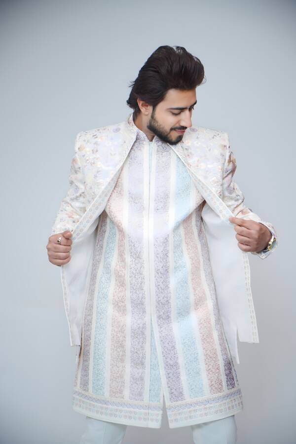 White Classic Indo-western Suit - Image 3