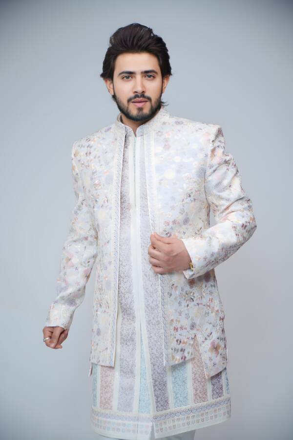 White Classic Indo-western Suit - Image 2