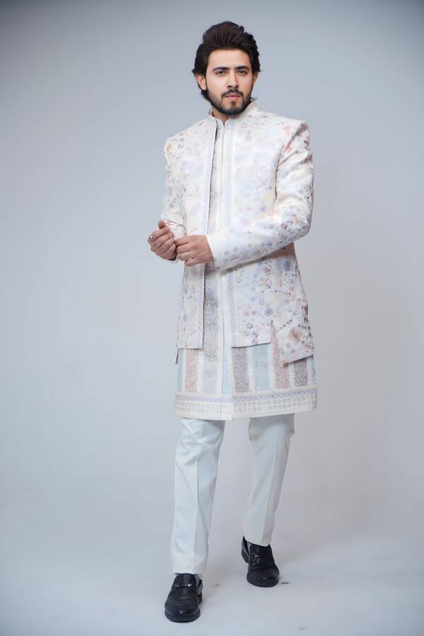 White Classic Indo-western Suit - Image 7