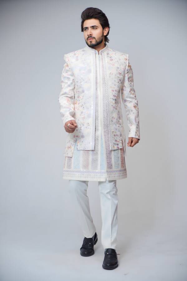 White Classic Indo-western Suit - Image 6