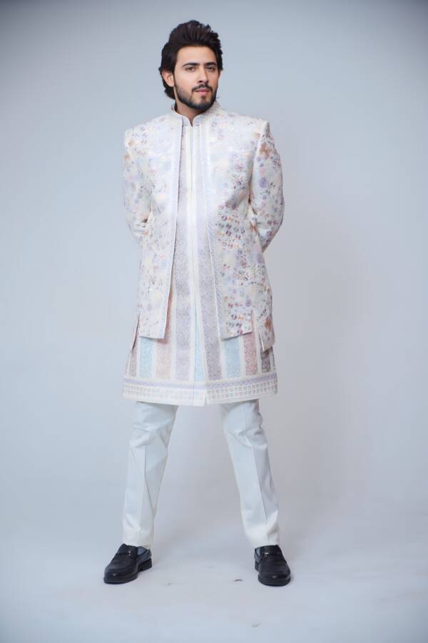 White Classic Indo-western Suit - Image 5