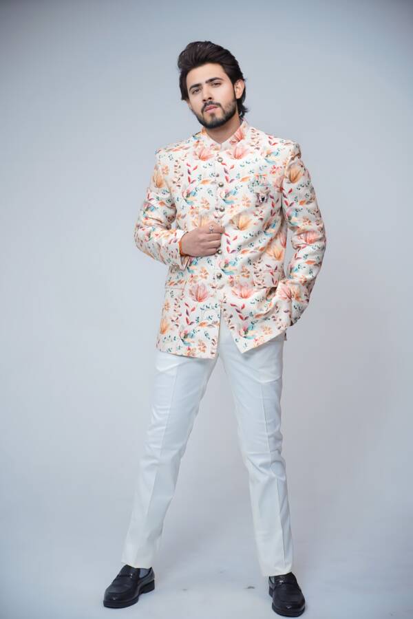 White Classic Bandhgala Suit - Image 7