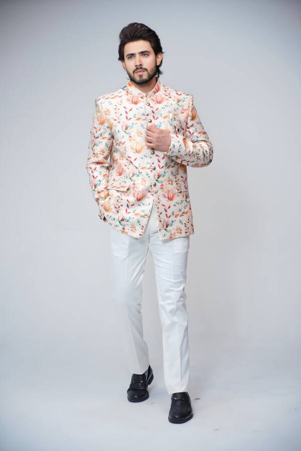 White Classic Bandhgala Suit - Image 5