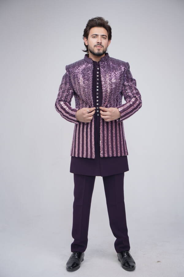 Golden work Classic Indo-western Suit - Image 3