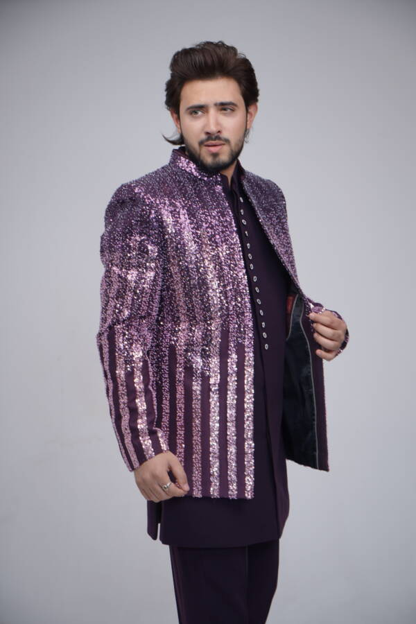 Golden work Classic Indo-western Suit - Image 7
