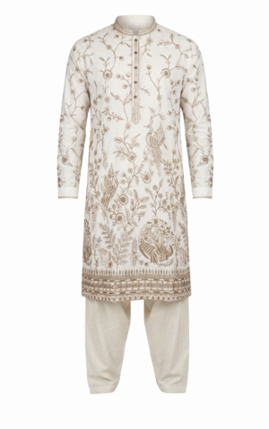 Men's Ivory Silk Kurta Salwar Set